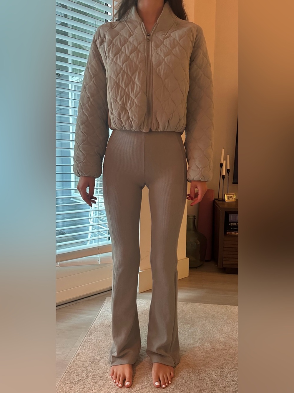 Lululemon Quilted Bomber Jacket & Soft Seam Pant Set - Size 0